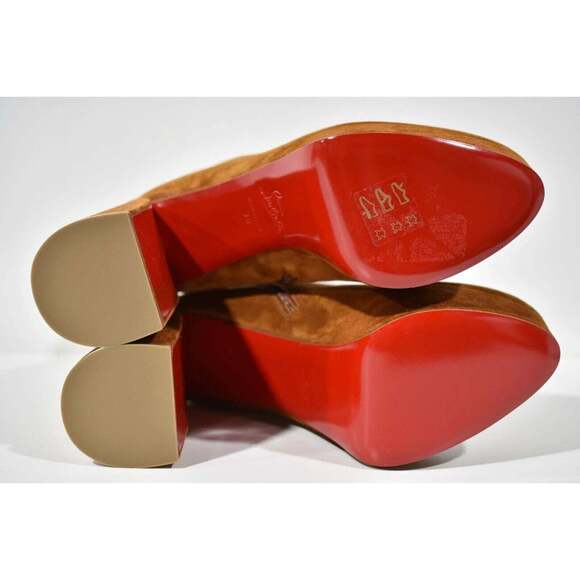 Christian Louboutin Movida Booty 130 Brown Foxy Platform Block Heel Boot 38 - Picture 12 of 12